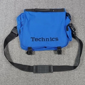 Rare Vintage Technics DJ Messenger Vinyl Bag Blue Pockets DMC World Adj Strap - Picture 1 of 19