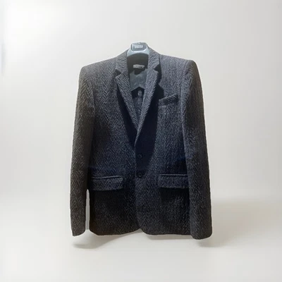 Roland Mouret Man Dark Grey Raised Herringbone Wool  Blazer Size 36 “ chest  - Image 1 of 4