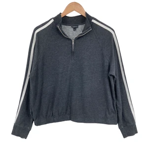 Torrid Sweatshirt Women Size 1 Gray Knit Long Raglan Sleeve Quarter Zip Pullover - Picture 1 of 15