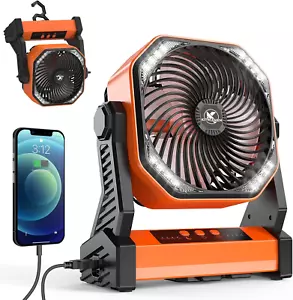 Camping Fan with LED Lantern, 20000Mah Rechargeable Battery Operated Outdoor Ten - Picture 1 of 12