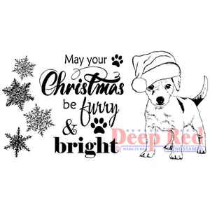 Deep Red Stamps Furry Christmas Rubber Cling Stamp - Picture 1 of 6