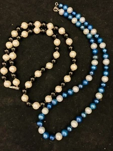 Estate Findings Lot Of Two Stamped 925 Cultured Pearl Beads Necklaces - Picture 1 of 12
