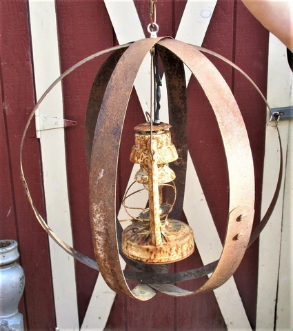 ANTIQUE HOME METAL SPHERE BALL PORCH WICK LANTERN OIL LAMP ART LIGHT CHANDELIER Cover