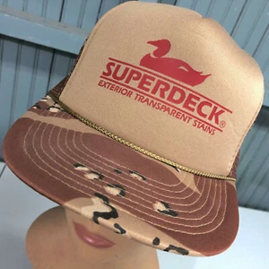 Vintage Superdeck Duck Logo Außen Deck Flecken Druckknopflasche Baseballmütze Kappe Camouflage - Bild 1 von 5