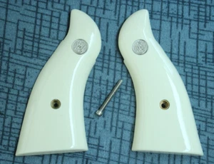 GRIPS FOR S&W K, L FRAME SQUARE BUTT MODEL 66, 617, 686 RESIN IVORY # SILVER MED - Picture 1 of 23