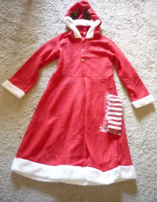 DISFRAZ NAVIDEÑO - 2 PIEZAS - VESTIDO CON CAPUCHA Y CALCETINES - TALLA 10/12 - ASTAS/PIEL SINTÉTICA Foto 1 de 2