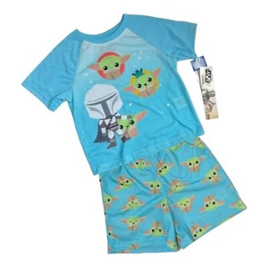 Star Wars toddlers Size 4 T  baby Yoda pajama set 2 pcs short blue Mandalorian - Picture 1 of 11