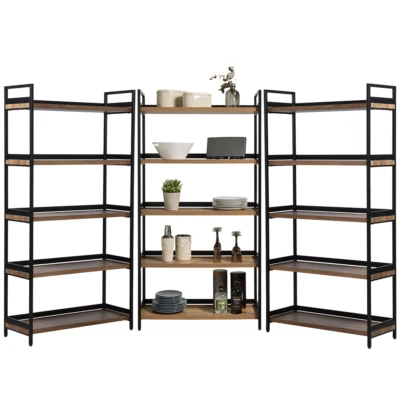 3 x 5 Tier Contemporary Industrial Bookshelf/Shelving Unit Oak finish 1750mmH  - Image 1 of 4