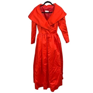 Vintage Victor Costa I. Magnin Red Satin Feel Party Holiday Dress Women’s Sz 4 - Picture 1 of 10