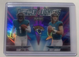 2021 PANINI PLAYOFF Trevor Lawrence/Travis Etienne RC Thunder & Lightning Pink - Picture 1 of 6