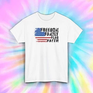Freedom Family Flag Faith Shirt S-5XL Patriotic USA American Pride Gift Tee - Picture 1 of 9