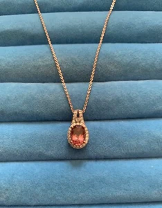 Blush Apatite, White Zircon Halo Pendant Necklace - 20 inches (1.60 ctw.) - Picture 1 of 4