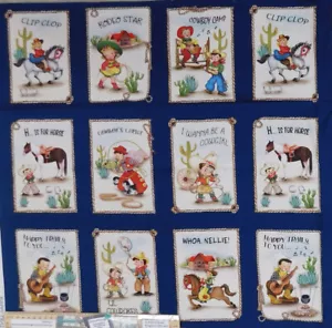 Patchwork Quilting Sewing Happy Trails Cowboy 56x110cm Fabric Panel - Picture 1 of 6