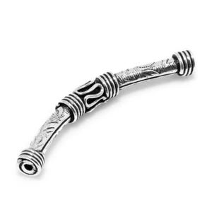 4 Pcs 40X3mm Bali Curved Tube Bead Antique Silver Plated Jewelry Making - Picture 1 of 1