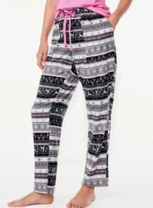 Joyspun Small Womens Christmas Pajama Pants (Pink, Grey Holiday Print) New NWT! - Picture 1 of 4
