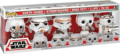 FUNKO POP: STAR WARS 5PK Darth Vader, Stormtrooper, Boba Fett, C-3PO, R2-D2 New - Image 1 of 4