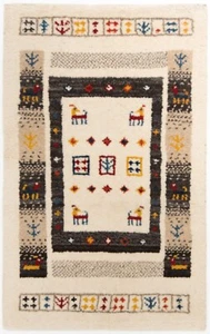 Gabbeh Tappeto Persiano Annodato a Mano 90x60 cm-Nomadic, Oriente, Tappeto, - Picture 1 of 5