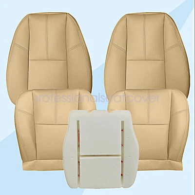 For 07-14 GMC Sierra Driver & Passenger Leather Seat Cover & Foam Cushion Tan - Image 1 of 4