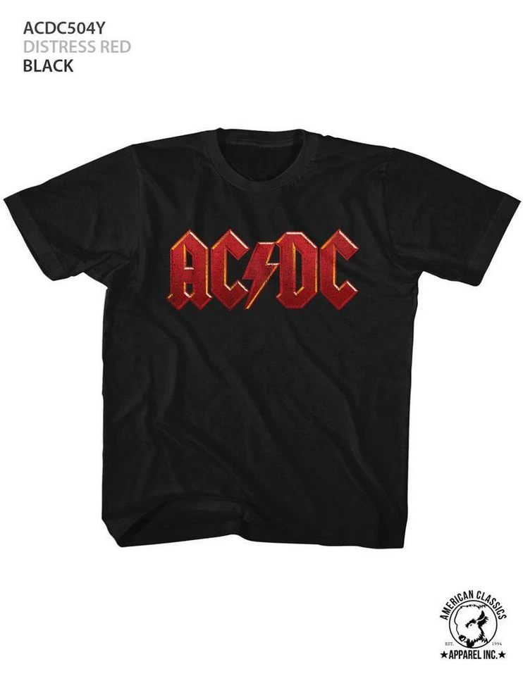 Camiseta para niños AC/DC Distressed roja negra Foto 1 de 2