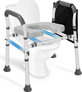 Toilet Seat Riser for Seniors, Adjustable Raised Toilet Seat with Handles - Picture 1 of 12