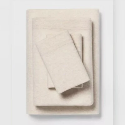 Juego de sábanas lisas de jersey beige jaspeado suave Room Essentials 4 piezas Foto 1 de 4