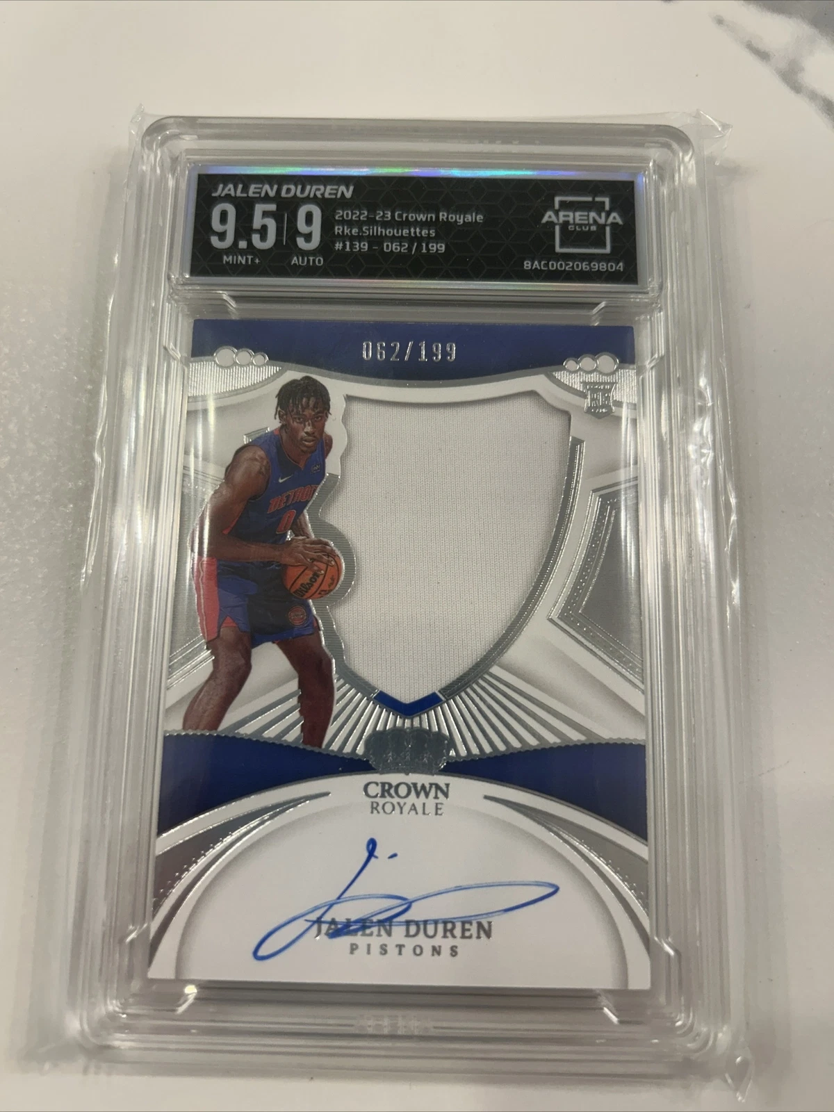 2022-23 Panini Crown Royale Silhouettes 62/199 Jalen Duren RPA Mint+ 9.5/10 RC