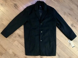 Dockers Henry Wool Blend Top Coat Mens w/ Quilted Bib Dual Closure, Black, XL - Picture 1 of 5