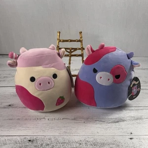 Squishmallows Kuh Sue die Kuh und Caedyn die Erdbeerduftkuh 8 Zoll Neu - Bild 1 von 10