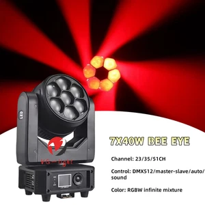 Mini 7x40w LED Bee Eye Moving Head Light Zoom Beam Wash RGBW 4 In 1 DJ Stage - Picture 1 of 10