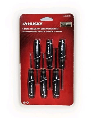 Husky 6-PC PRECISION SCREWDRIVER SET: 3 Slotted ST 1.5 2.5 3 & 3 Phillips 00 0 1 - Image 1 of 4