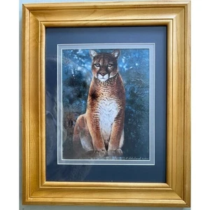 Pintura de puma enmarcada mate 17 x 15" Lehnhardt 20/450 - Imagen 1 de 3