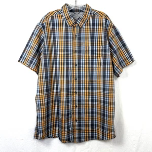 Camicia uomo Eddie Bauer taglia XLT arancione a quadri manica corta ventilata outdoor con bottoni - Foto 1 di 6