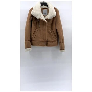 Chaqueta para mujer NVLT color blanco tostado Sherpa forrada con cremallera cepillada mezcla de lana Melton talla S - Imagen 1 de 11
