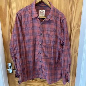 Fat Face Mens Size XL Cotton Long Sleeve Plaid Check Collared Shirt Red - Picture 1 of 8