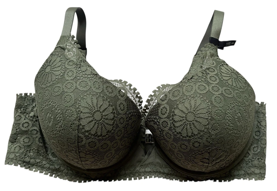 Sujetador de encaje para pestañas Aerie Real Power verde salvia 40D con aros nuevo Foto 1 de 4