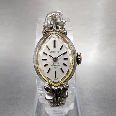 Seiko Special Watch Women 15mm White Dial Silver Tone Manual Wind 1140-7030 Runs - Image 1 of 4
