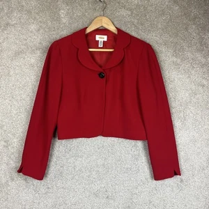 Talbots Jacket Womens 8 Red Cropped Long Sleeve Button Lined Blazer- 2997* - Picture 1 of 11