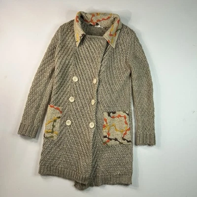 Abrigo Suéter Anthropologie Dobladillo Hilo Mujer Pequeño Lana Tejido Crochet Tejido Otoño Foto 1 de 4