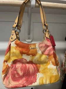 RARE Coach F21897 Ashley Multicolored Watercolor Floral Hobo/Hand Bag Purse. - Picture 1 of 12