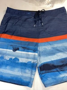 Men's Oneil sz 38 Swim Board Trunks Blue Orange Stripe - Picture 1 of 10