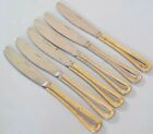 Pfaltzgraff Gold Accent 6 Knives Pearl Beaded Two Tone Handle Flatware Stainless