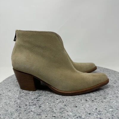 Vince Boots Womens 6.5 Havana Notch Suede Ankle Booties Tan Leather Pointed Toe - Image 1 of 4