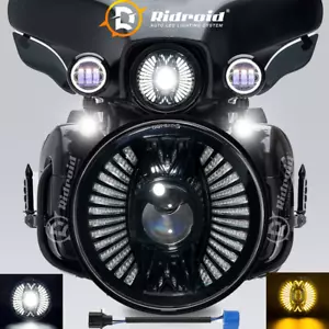 1x 7" inch LED Headlight Hi/Lo Beam&DRL For Harley-Davidson Street Glide FLHX - Picture 1 of 18
