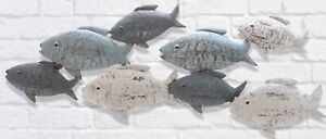 dekorative filigrane Wanddeko Wandobjekt aus Metall Motiv Fische