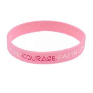 1PC Breast Cancer Awareness Bracelet Pink Silicone Wristband Jewelry Fashion - Bild 1 von 5