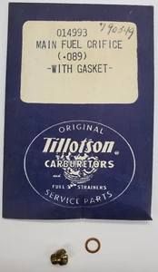014993 TILLOTSON VINTAGE OEM NOS MAIN JET W/GASKET .089 1970 SNOJET 790349 - Picture 1 of 7