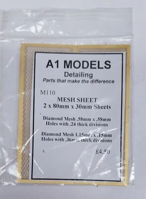 A1Models M110 Brass Grille Mesh. 2 Sheets-Different Guage, See Pics For Details - Image 1 of 2