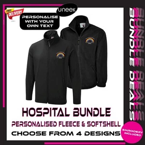 PERSONALISED HOSPITAL WORKWEAR BUNDLE FLEECE SOFTSHELL EMBROIDERED CUSTOM TEXT - Picture 1 of 22