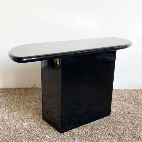 Postmodern Black Lacquer Console Table Cover