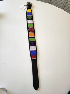 22" Lurcher Dog Collar Leather Beaded 2" wide Kenyan Maasai Handmade New - Picture 1 of 12